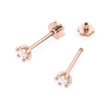 Cercei Aur 14K cu Diamant Natural 0.08 ct Filet cu Protectie - Img 5