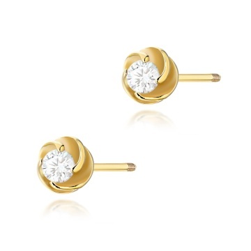 Cercei Aur 14K cu Diamant Natural 0.08 ct Filet cu Protectie