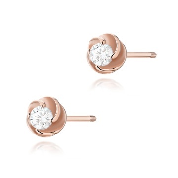 Cercei Aur 14K cu Diamant Natural 0.08 ct Filet cu Protectie - Img 7