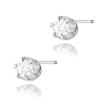 Cercei Aur 14K cu Diamant Natural 0.08 ct Filet cu Protectie - Img 3