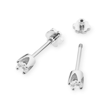 Cercei Aur 14K cu Diamant Natural 0.10 ct Filet cu Protectie - Img 6