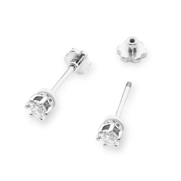 Cercei Aur 14K cu Diamant Natural 0.15 ct Filet cu Protectie - Img 6