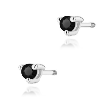 Cercei Aur 14K cu Diamant Natural Negru 0.04 ct Filet cu Protectie - Img 5