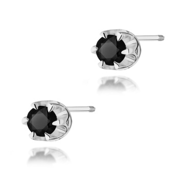 Cercei Aur 14K cu Diamant Natural Negru 0.12 ct Filet cu Protectie - Img 5