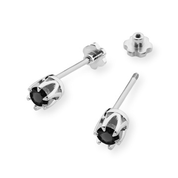 Cercei Aur 14K cu Diamant Natural Negru 0.12 ct Filet cu Protectie - Img 6