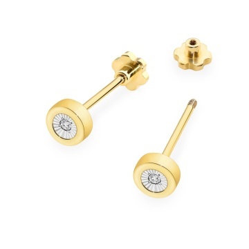 Cercei Aur 14K cu Diamante Naturale 0.03 ct Filet cu Protectie - Img 2