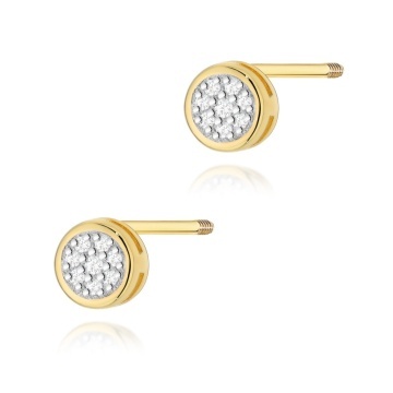 Cercei Aur 14K cu Diamante Naturale 0.08 ct Filet cu Protectie