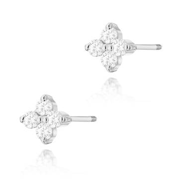 Cercei Aur 14K cu Diamante Naturale 0.12 ct Filet cu Protectie - Img 3