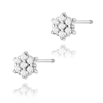 Cercei Aur 14K cu Diamante Naturale 0.12 ct Filet cu Protectie - Img 3