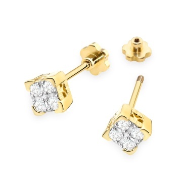 Cercei Aur 14K cu Diamante Naturale 0.16 ct Filet cu Protectie - Img 2