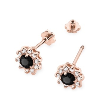Cercei Aur 14K cu Diamante Naturale Albe si Negre 0.29 ct Filet cu Protectie - Img 5