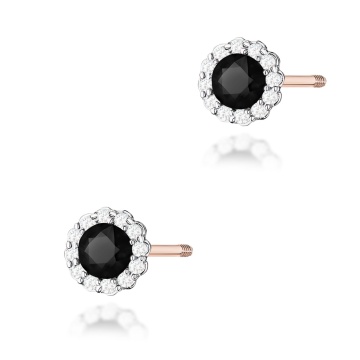 Cercei Aur 14K cu Diamante Naturale Albe si Negre 0.71 ct Filet cu Protectie - Img 2