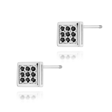 Cercei Aur 14K cu Diamante Naturale Negre 0.09 ct Filet cu Protectie - Img 5