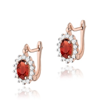 Cercei Aur 14K cu Granat 0.50 ct si Diamante Naturale 0.24 ct - Img 5
