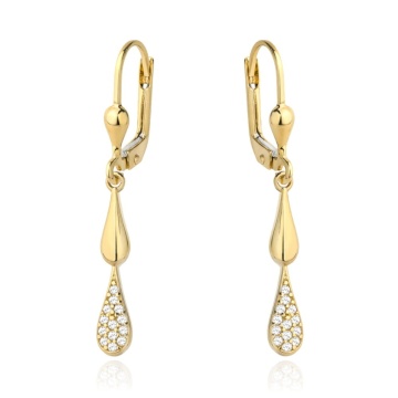 Cercei Aur 14k cu Model Neted si Zirconii - Img 3