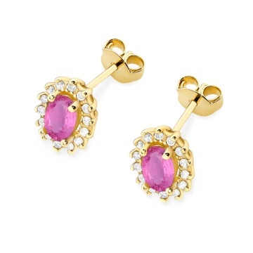 Cercei Aur 14K cu Pink Sapphire 0.50 ct si Diamante Naturale 0.24 ct - Img 2