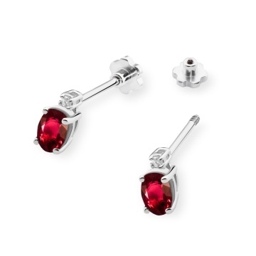 Cercei Aur 14K cu Rubin 0.60 ct si Diamante Naturale 0.03 ct Filet cu Protectie - Img 8