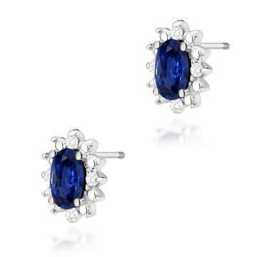 Cercei Aur 14K cu Safir 0.30 ct si Diamante Naturale 0.04 ct Filet cu Protectie - Img 5