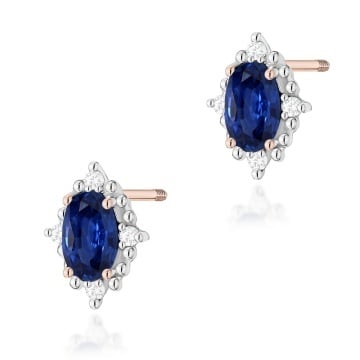 Cercei Aur 14K cu Safir 0.30 ct si Diamante Naturale 0.04 ct Filet cu Protectie - Img 3