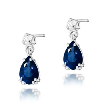 Cercei Aur 14K cu Safir 0.60 ct si Diamante Naturale 0.04 ct Filet cu Protectie - Img 5