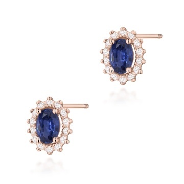 Cercei Aur 14K cu Safir 0.70 ct si Diamante Naturale 0.24 ct Filet cu Protectie - Img 7
