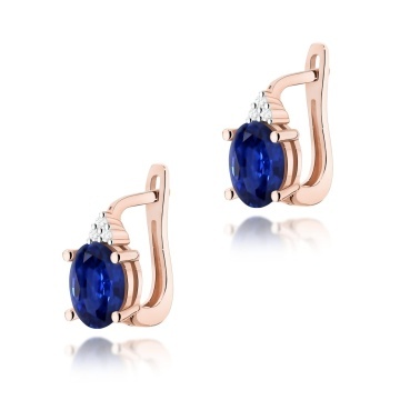 Cercei Aur 14K cu Safir 0.90 ct si Diamante Naturale 0.05 ct - Img 5