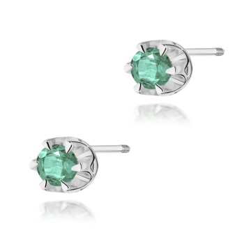 Cercei Aur 14K cu Smarald 0.15 ct Filet cu Protectie - Img 5