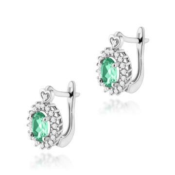 Cercei Aur 14K cu Smarald 0.40 ct si Diamante Naturale 0.19 ct - Img 3
