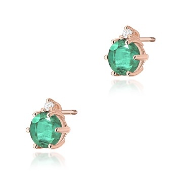 Cercei Aur 14K cu Smarald 0.50 ct si Diamante Naturale 0.03 ct Filet cu Protectie - Img 3