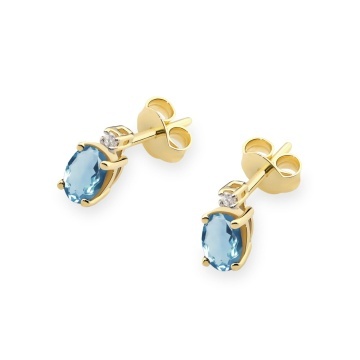 Cercei Aur 14K cu Topaz London Blue 0.50 ct si Diamante Naturale 0.03 ct - Img 2
