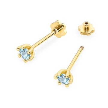 Cercei Aur 14K cu Topaz Swiss 0.15 ct Filet cu Protectie - Img 2