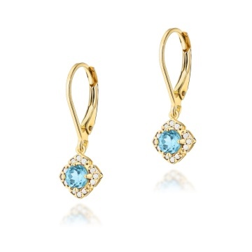 Cercei Aur 14K cu Topaz Swiss 0.25 ct si Diamante Naturale 0.06 ct
