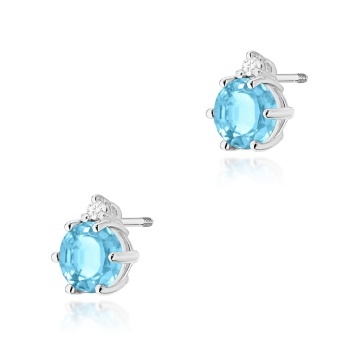 Cercei Aur 14K cu Topaz Swiss 0.50 ct si Diamante Naturale 0.03 ct Filet cu Protectie - Img 5