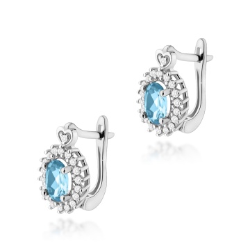 Cercei Aur 14K cu Topaz Swiss 0.50 ct si Diamante Naturale 0.19 ct - Img 3