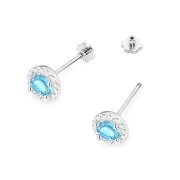 Cercei Aur 14K cu Topaz Swiss 0.50 ct si Diamante Naturale 0.24 ct Filet cu Protectie - Img 7