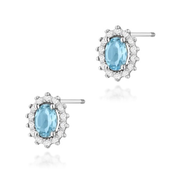Cercei Aur 14K cu Topaz Swiss 0.50 ct si Diamante Naturale 0.24 ct Filet cu Protectie - Img 4