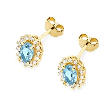 Cercei Aur 14K cu Topaz Swiss 0.50 ct si Diamante Naturale 0.24 ct - Img 2