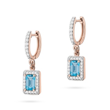 Cercei Aur 14K cu Topaz Swiss 0.65 ct si Diamante Naturale 0.34 ct - Img 5