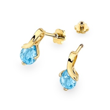 Cercei Aur 14K cu Topaz Swiss 0.90 ct Filet cu Protectie - Img 2