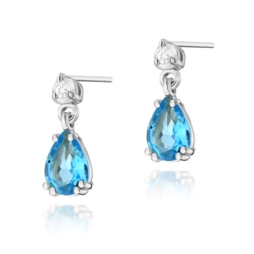 Cercei Aur 14K cu Topaz Swiss 0.90 ct si Diamante Naturale 0.04 ct - Img 4
