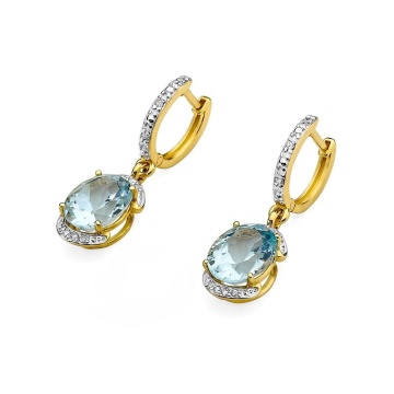 Cercei Aur 14K cu Topaz Swiss 3.00 ct si Diamante Naturale 0.13 ct - Img 2