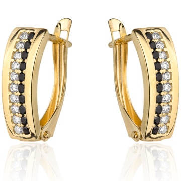 Cercei Aur 14k cu Zirconii Albe si Negre