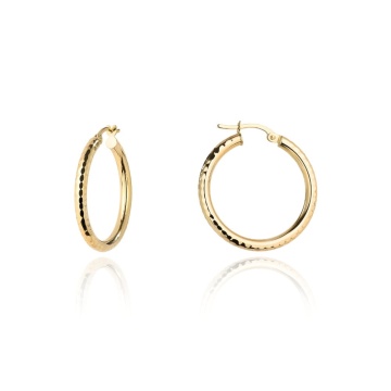 Cercei Aur 14K Rotunzi Diamantați - 1.6 cm