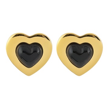 Cercei Heartsio Blacks din Inox placat cu AUR