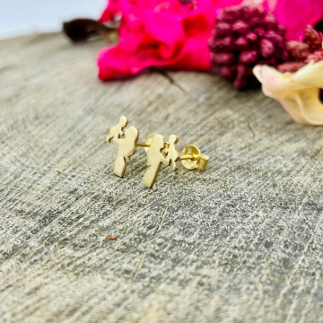 Cercei mama si bebe din aur 14k - Img 2