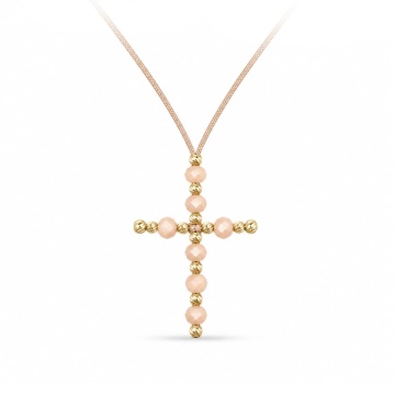 Choker Crystal Beige Cross din AUR 14K