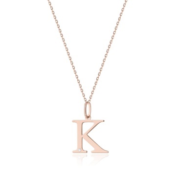 Colier Aur 14K cu Diamant Natural 0.01 ct - Img 2