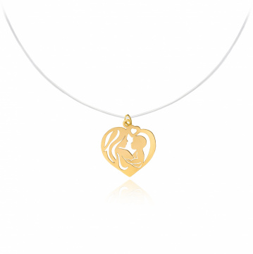 Colier cu fir transparent si Mama Bebe Premium din AUR 14K
