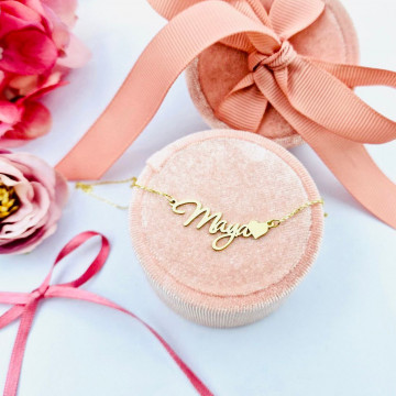 Colier din Aur 14k personalizat cu inimioara si nume la alegere - Img 3