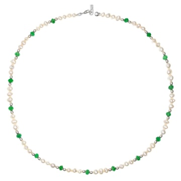 Colier Karisma cu Jad verde si Perle de Cultura si Argint 925 - Img 2